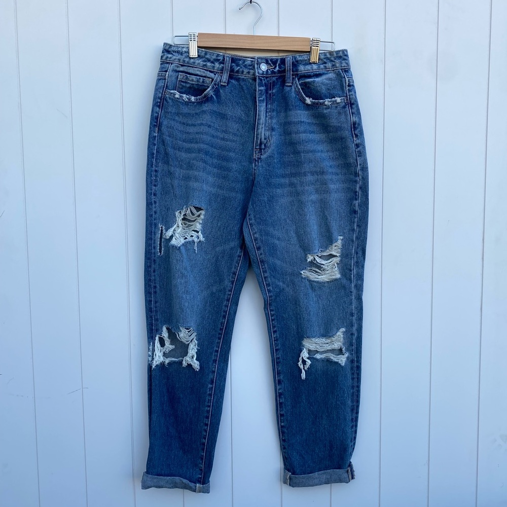 Vervet Blue Boyfriend Jeans with Holes
